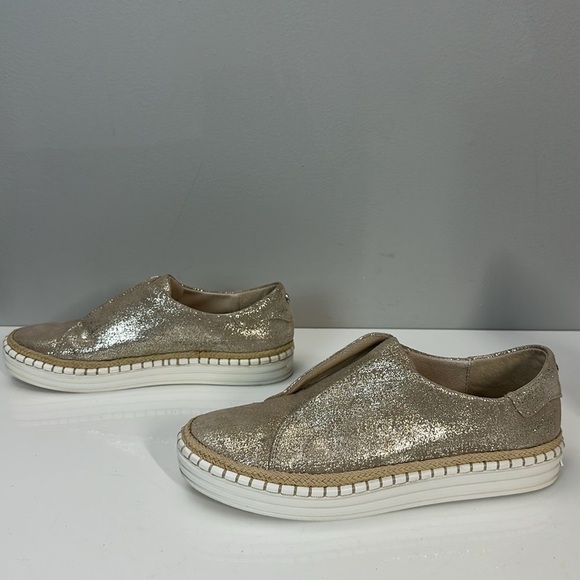J Slides Karla Gold Brushed Leather Casual Slip On Sneakers Size 7.5 - Picture 5 of 15